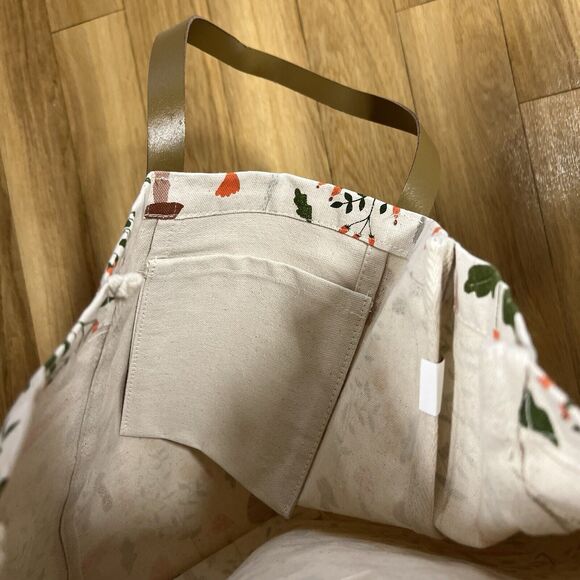 Eccolo MUSHROOM POM POM Reusable Tote Cotton Canvas Bag Multi Botanical - Picture 5 of 12